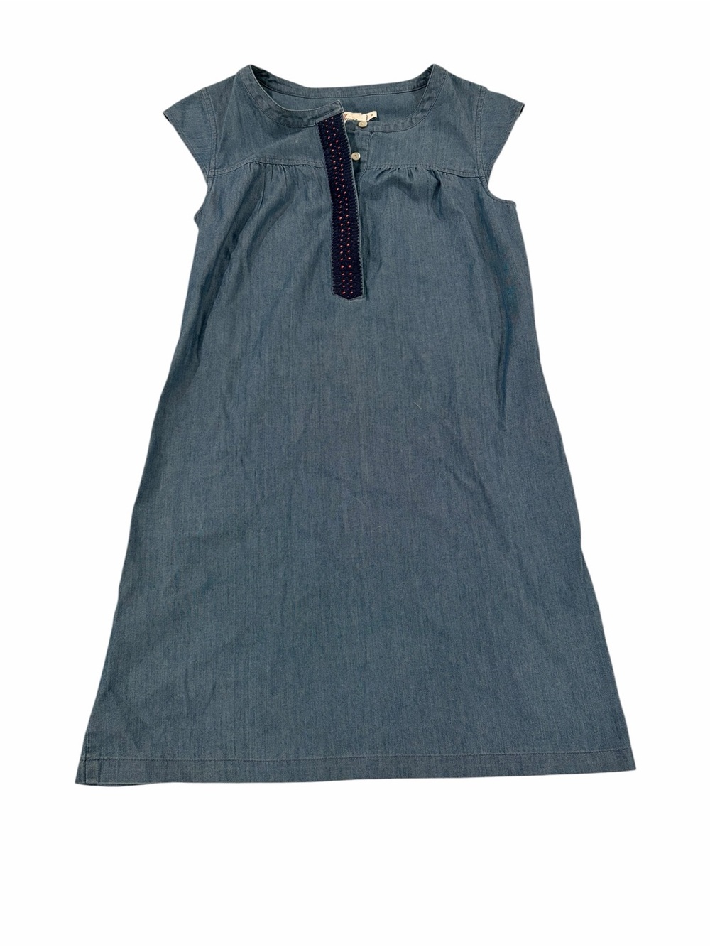 Vineyard Vines Chambray Shift Dress Womens Size 2 Blue‎ Crochet Cap Sleeve
